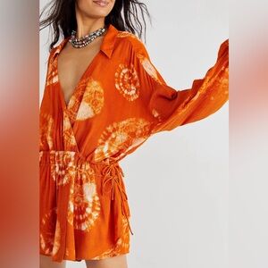 Free People Orange Tie Dye Marla Romper US M